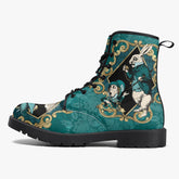 Alice In Wonderland Green and Gold Lace Up Combat Boots (JPREGAG1)